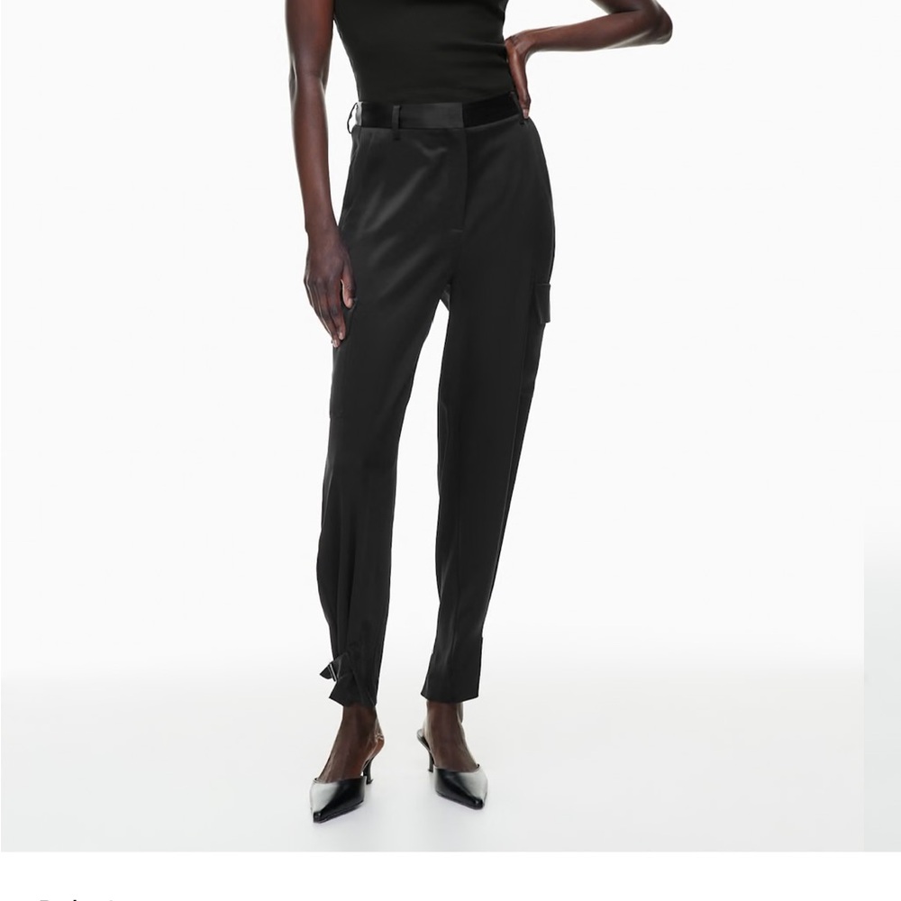 Aritzia Babaton Black Satin cargo Pants